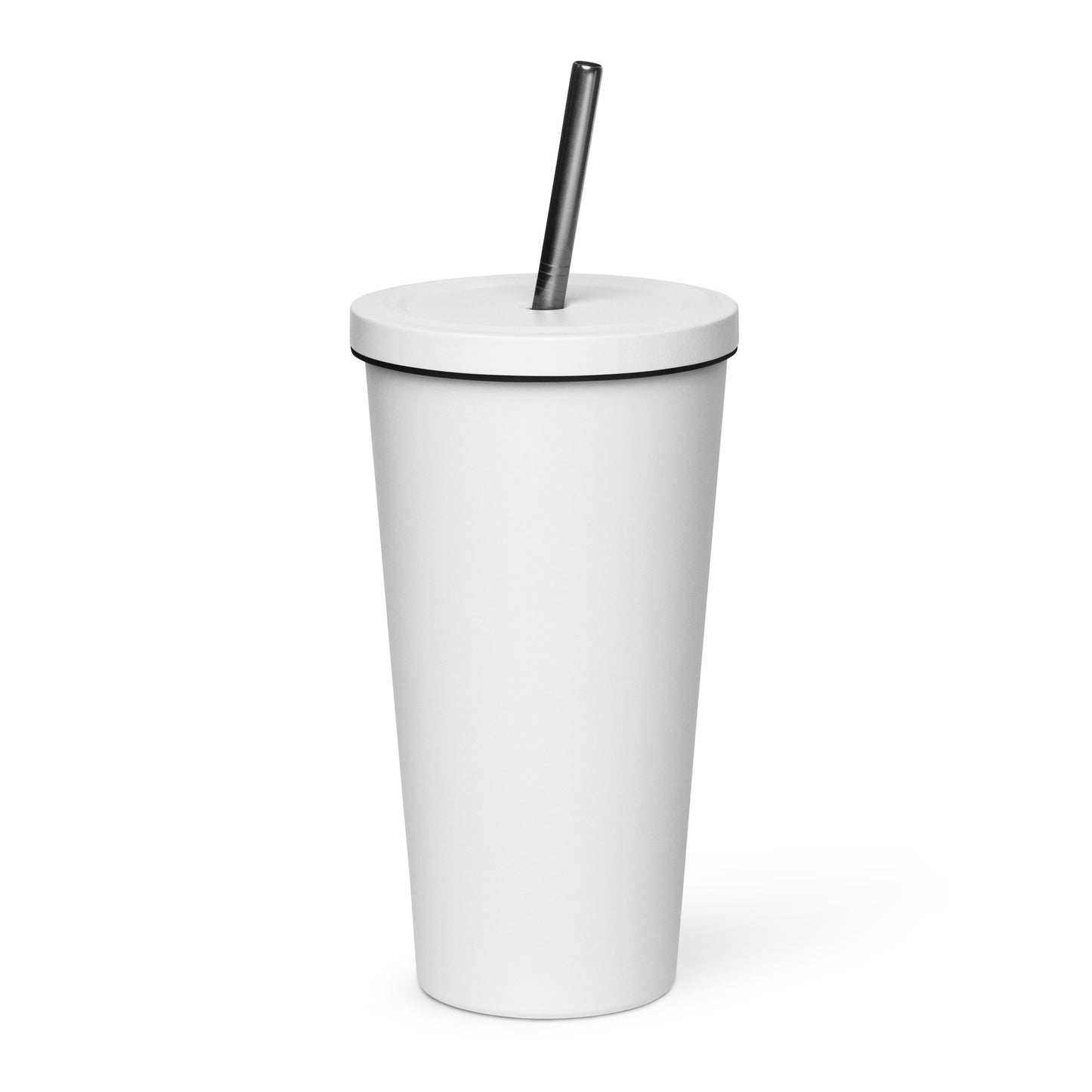 Insulated tumbler with a straw